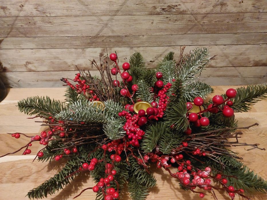 Arranjo natalício com castiçal  para 3 velas