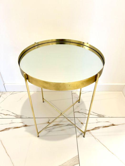 Stolik kawowy złoty lustro