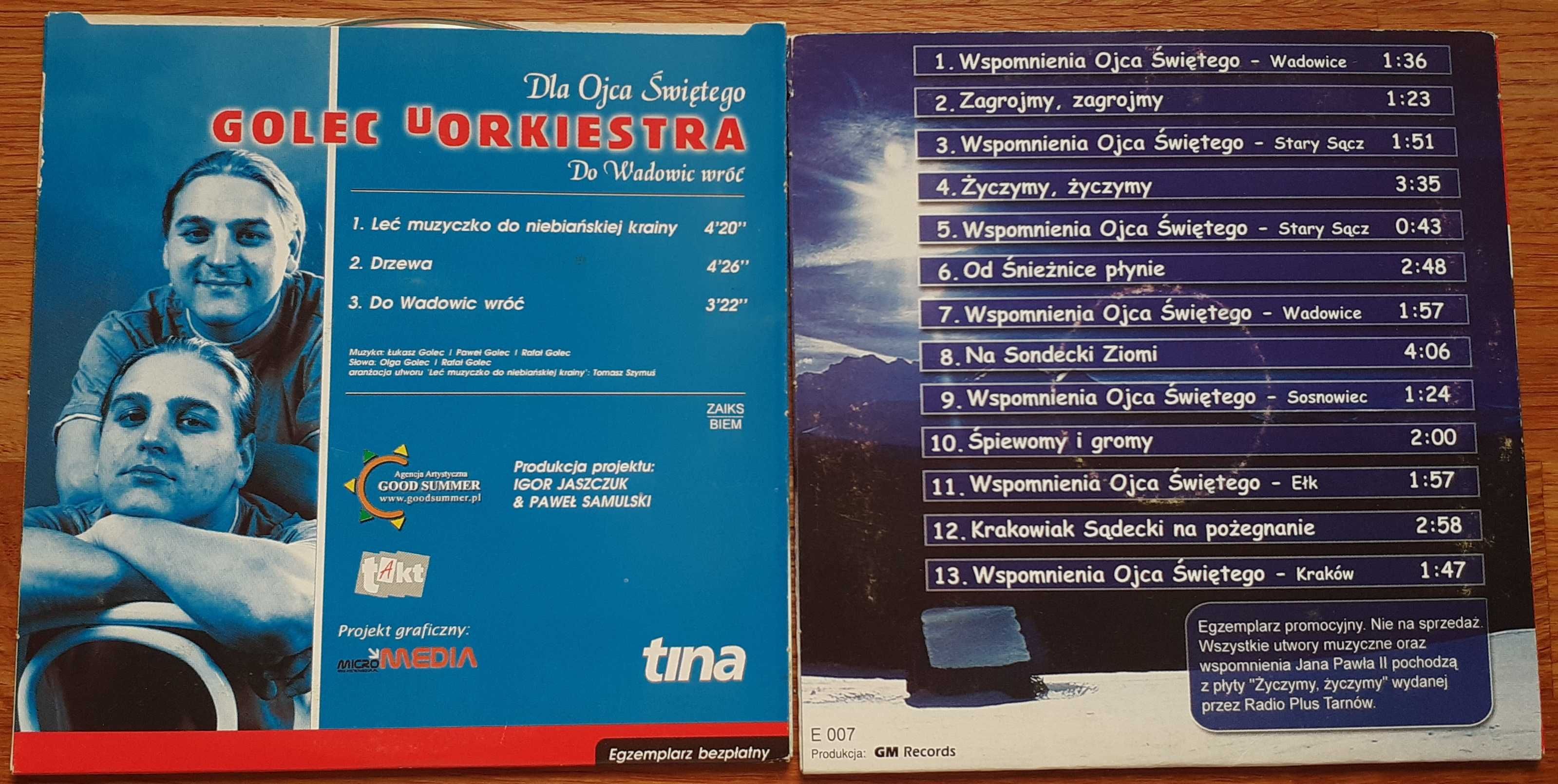2 płyty CD Golec Orkiestra i Górale Dla Ojca Świętego Jna Pawła II