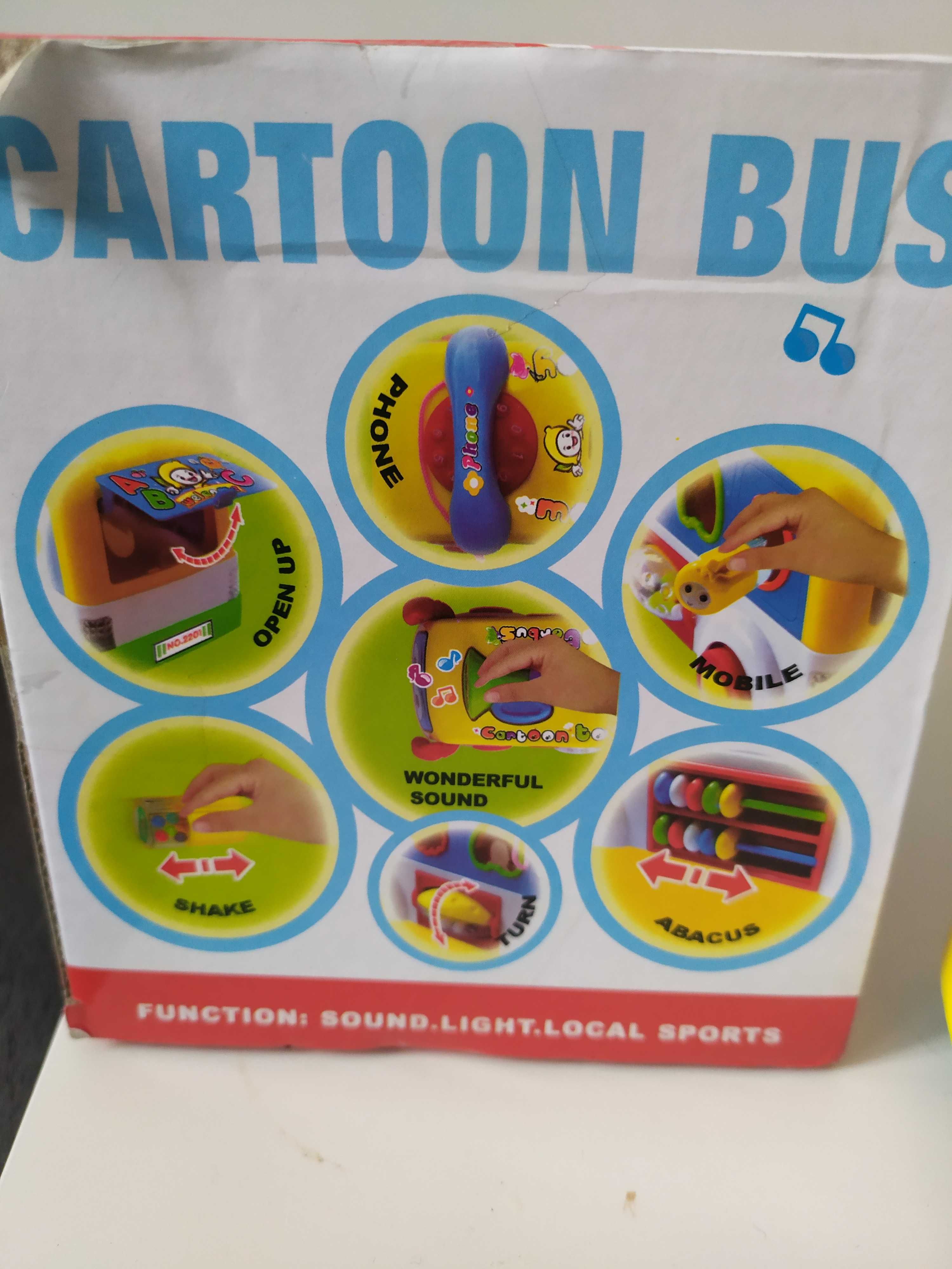 Interaktywny autobus samochód grający zabawka edukacyjna z klockami