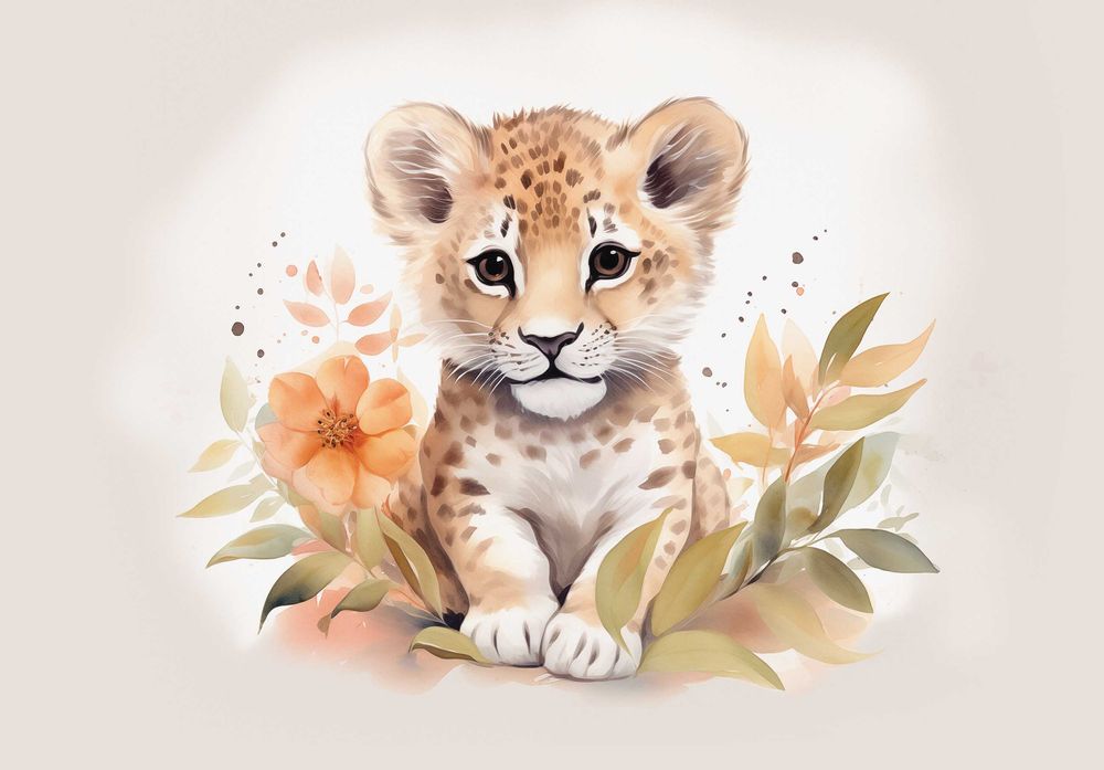 Fototapeta Gepard Liście Zwierzątko Dla Dzieci 3D Twój Rozmiar + KLEJ