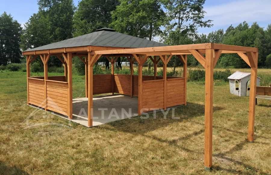Altany, altanki, wiaty, altana ogrodowa LEA 4x4m + Pergola PRODUCENT