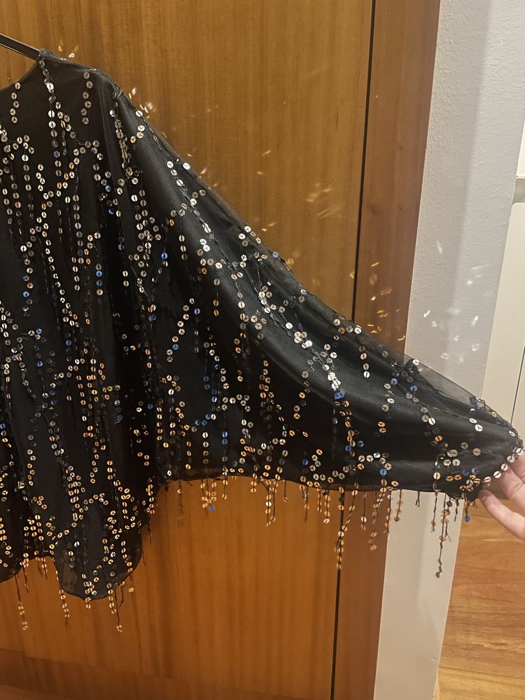 Camisola preta Lantejoulas prateadas