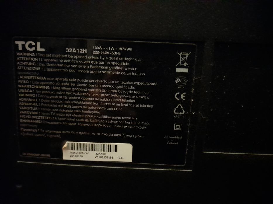 Televisão TCL 32A12H.  32'