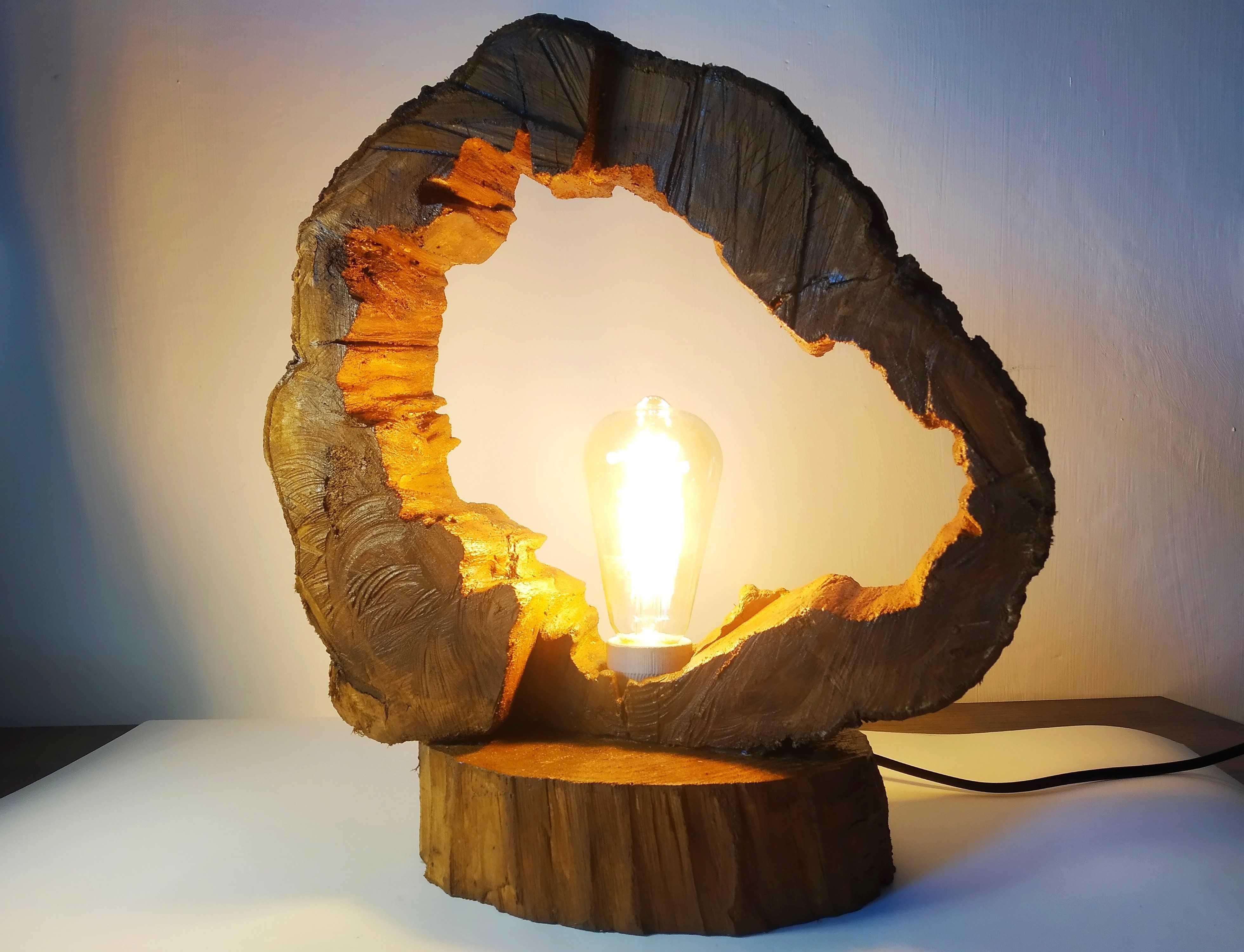 Nowa drewniana Dębowa Lampa stojąca + gratis