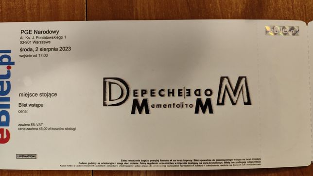 Bilet na koncert Depeche Mode na PGE Narodowym 2023 r.