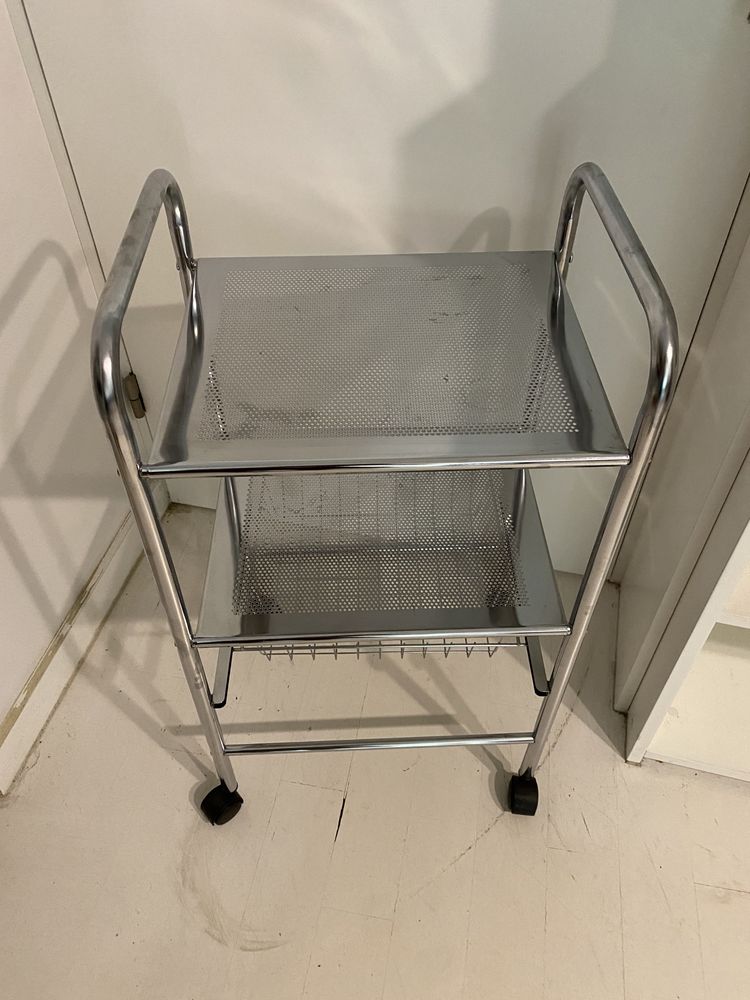 Wózek łazienkowy/kosmetyczny srebrny 40x32x74 cm