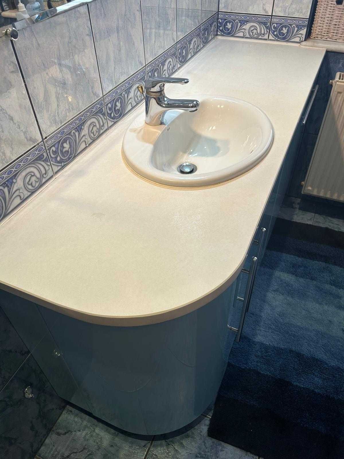 Meble łazienkowe + marmurowy blat + armatura sanitarna