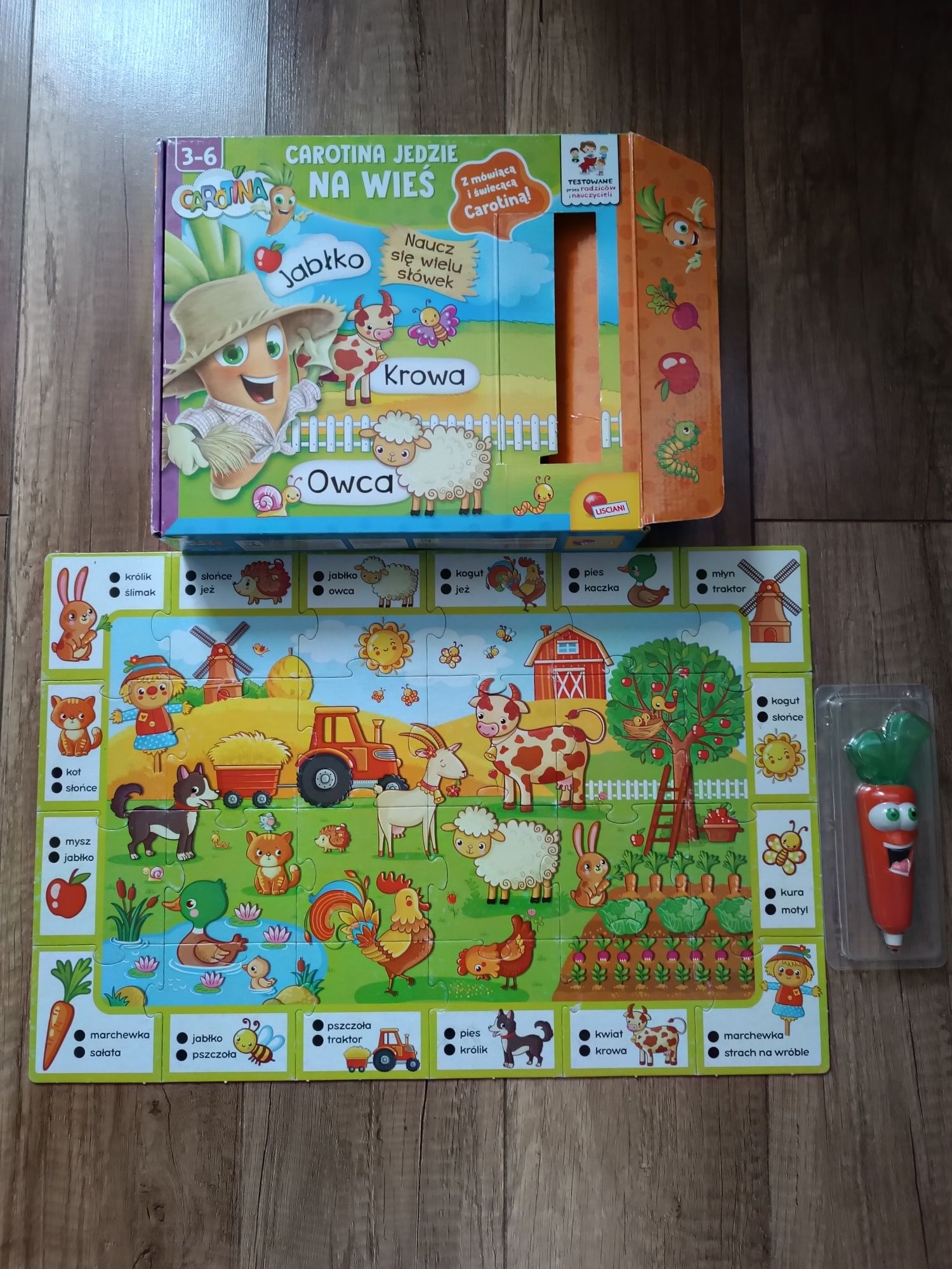 Gra edukacyjna Carotina jedzie na wieś: puzzle z długopisem