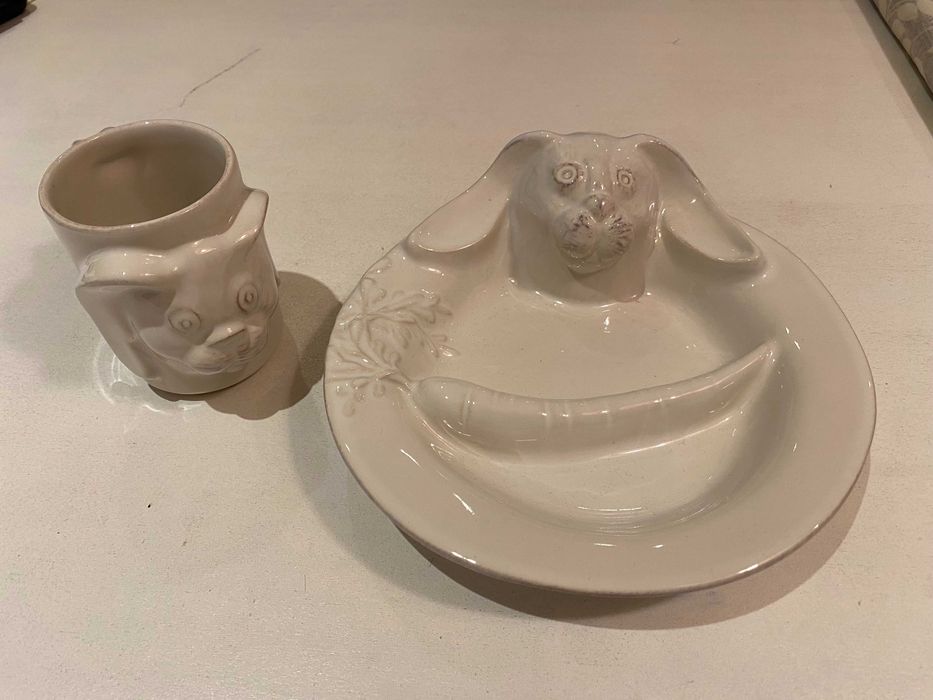 Conjunto para criança Casafina prato/caneca Coelho Les Enfants