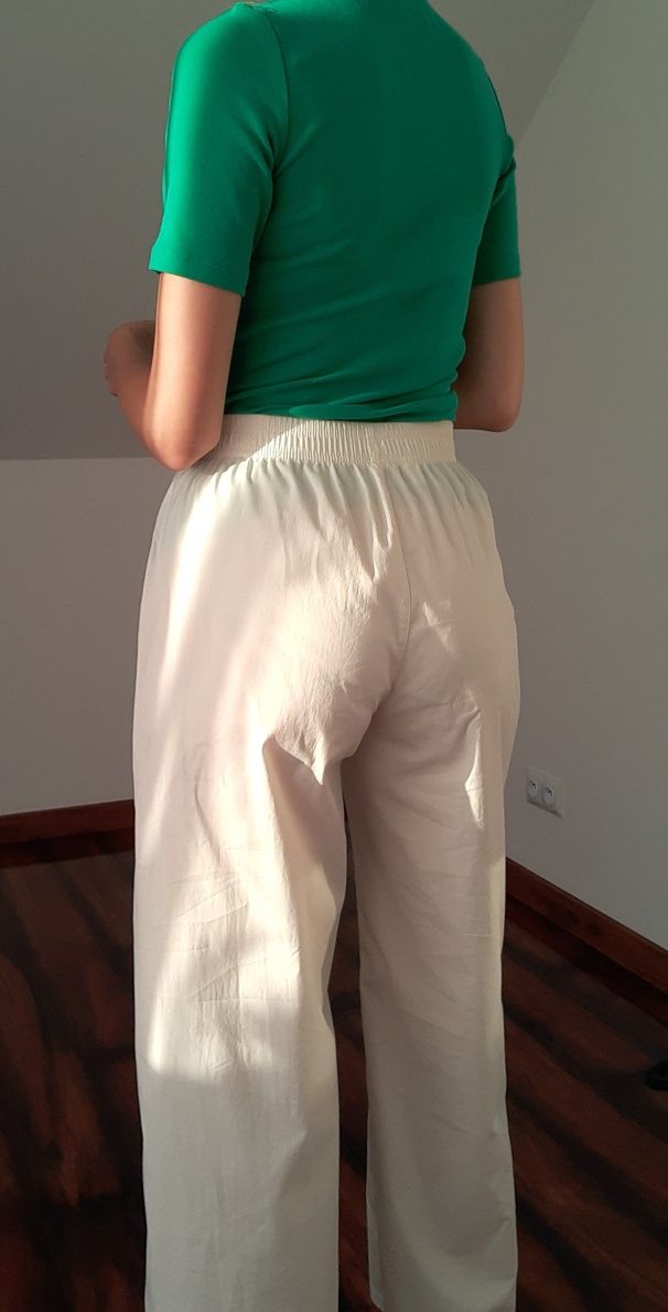 Y2k 90s cargo ecru sporty cotton pants Adidas Spodnie sportowe kremowe