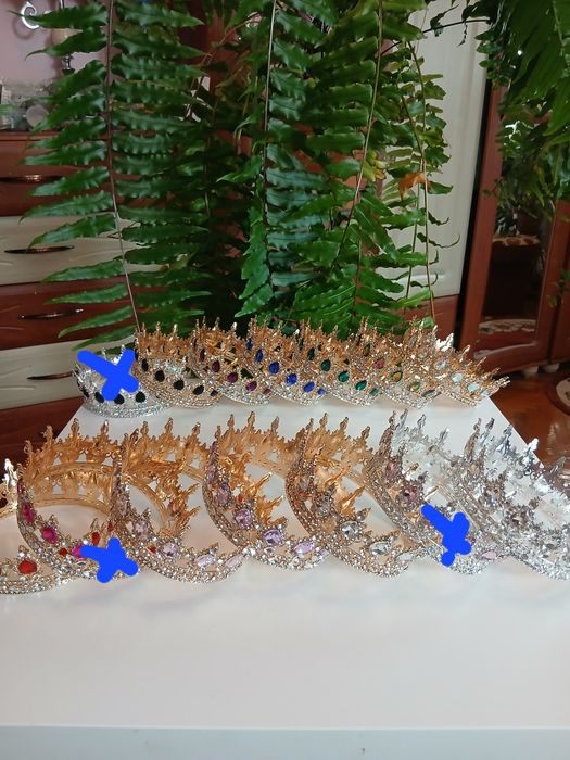 Корона на голову, на торт, діадема, топер, блискітки, свічки