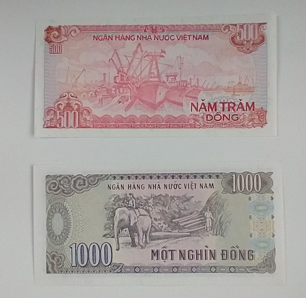 zestaw banknotów 500 i 1000 dong , Wietnam  , 2 szt , stan bankowy
