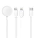 Kabel 3w1 Typ C do 2 x Lightning / Apple Watch 3W 2A C3168 1,2 m biały