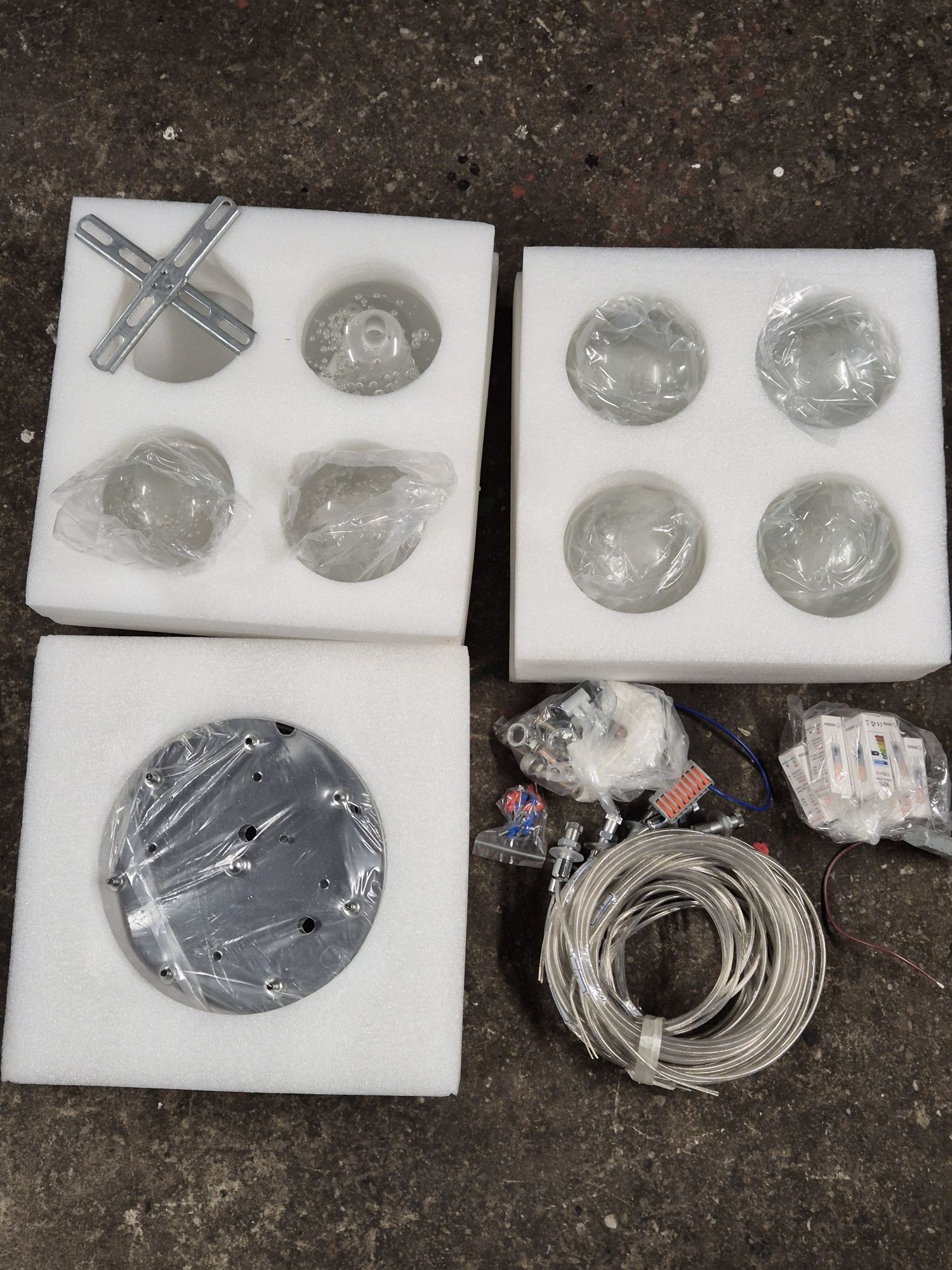 Lampa 7 szklanych kul 10cm Led glamour