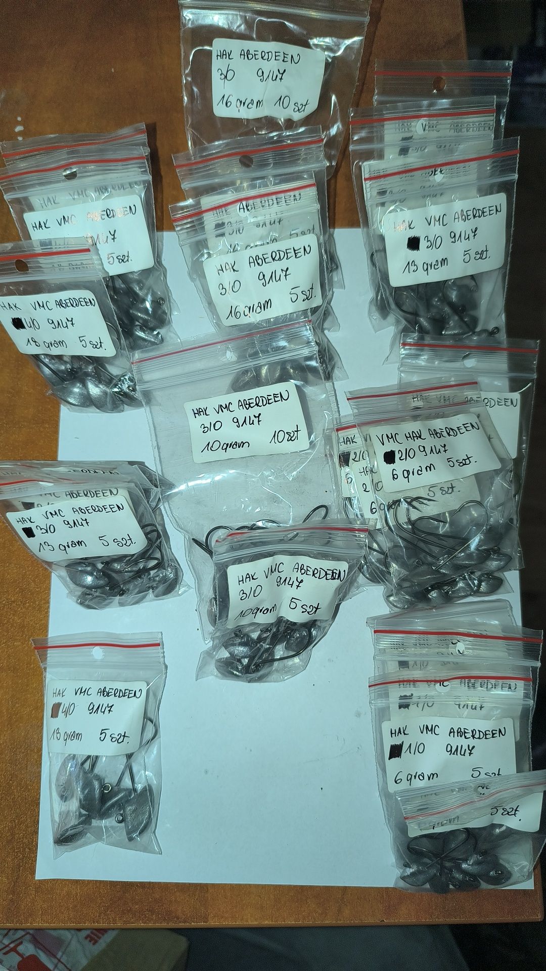 Haki jig kowadełko, 5 sztuk, 6,10,13,16,18gr haki VMC ABERDEEN