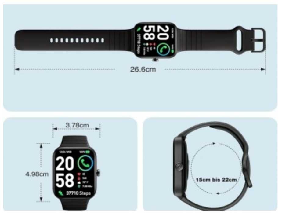Smartwatch IDW15, Bluetooth, IP68, dla Android/iOS, czarny