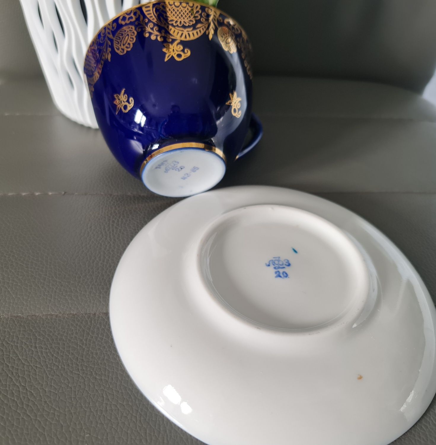 Łomonosow duo filiżanka i spodek porcelana