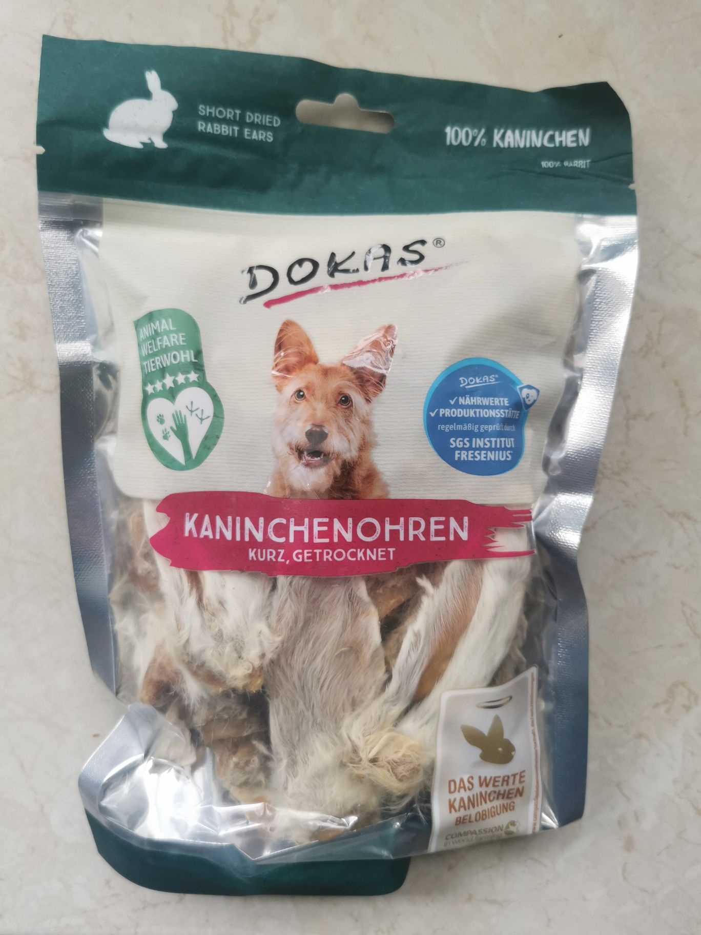 Uszy 100% królicze DOKAS 100g
