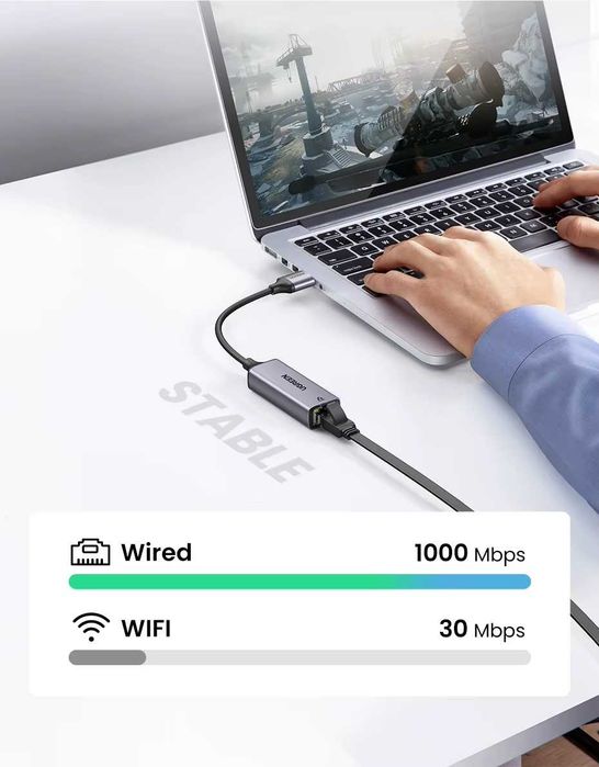 Сетевая карта UGREEN 3.0 USB Ethernett 1000 Мбит/с 5 Гбит/с