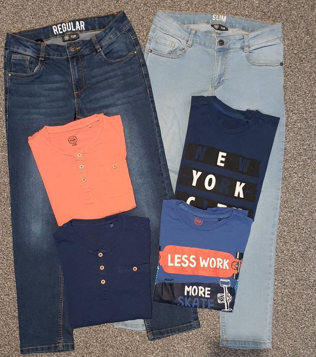 Jeansy x2 t-shirty x4 CoolClub 152cm