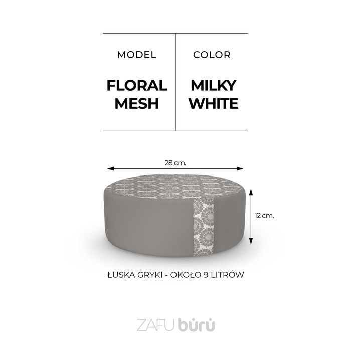 Poduszka do jogi i medytacji ZAFU - Polska łuska gryki, biały nadruk