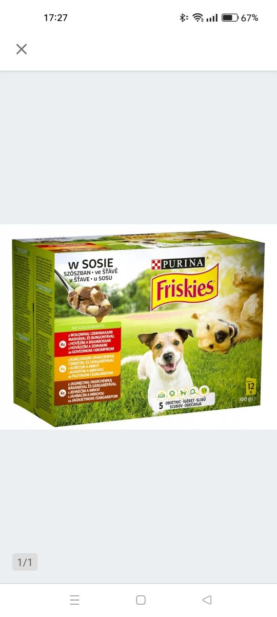 Mokra karma dla psa Purina Friskies 12 sztuk