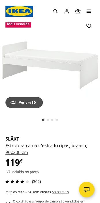 Cama individual 90 x 200 e estrado