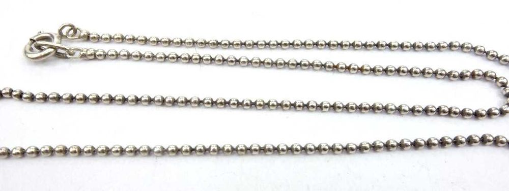 Vintage Stary srebrny łańcuszek splot kulkowy kulki 41cm 1,8mm