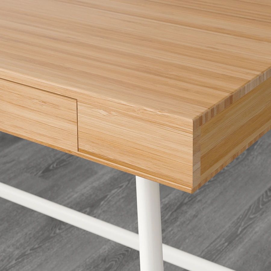 Ikea biurko LILLÅSEN bambus boho drewno japandi