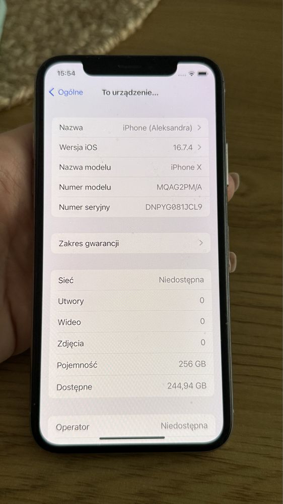 Iphone X pamięć 256 gb