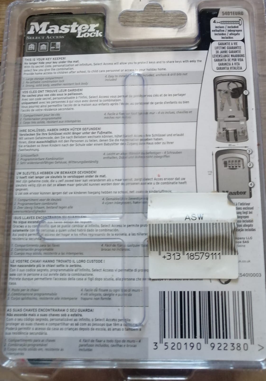Schowek ścienny/Kasetka na klucze z kodem Masterlock Nowy