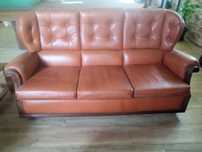 Sofá cama cabedal castanho