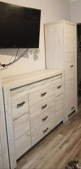 Komoda, słupek i stół Indianapolis kraft biały