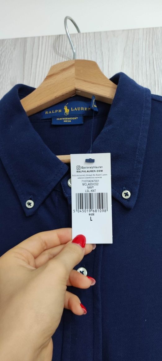 Koszula męska Ralph Lauren Featherweight Mesh Navy L granatowa nowa