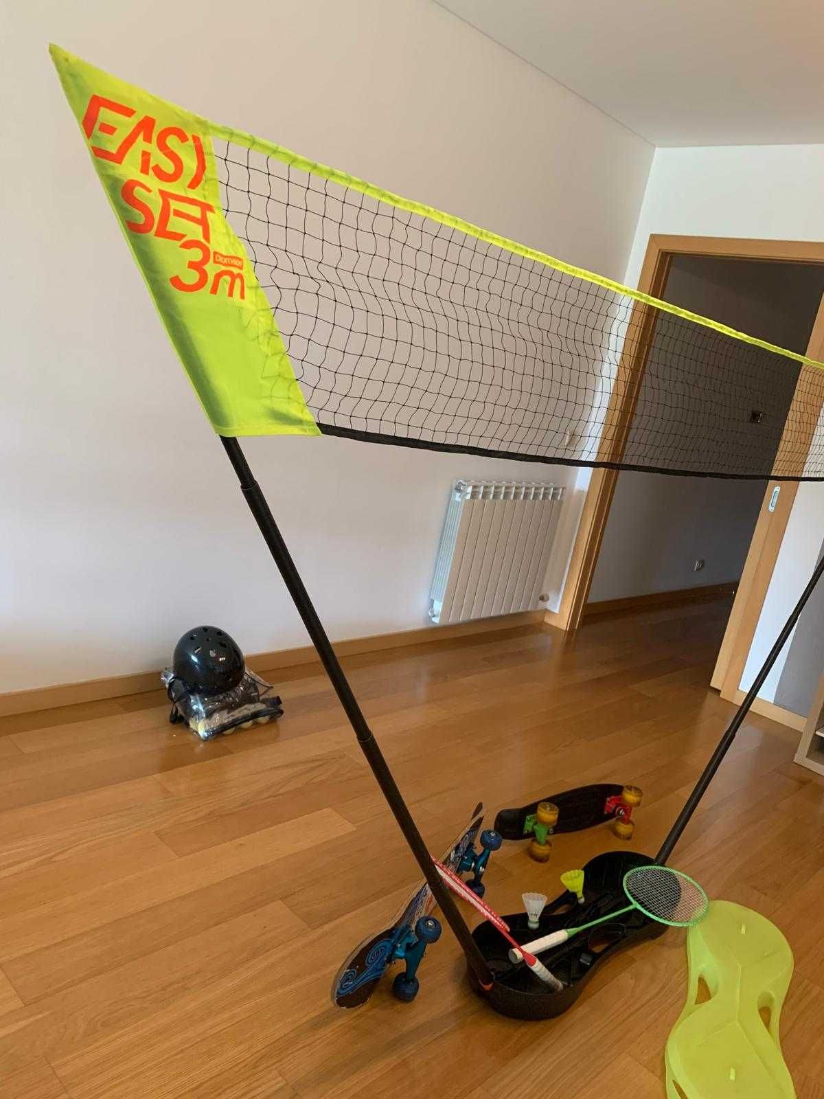 Kit para Badminton - Raquete, Rede c/ Suporte, Volante e Caixa - Novos