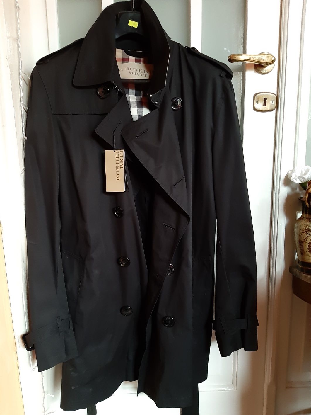 Burberry płaszcz trench L 100%oryg nr seryjny czarny piękny wyjątkowy