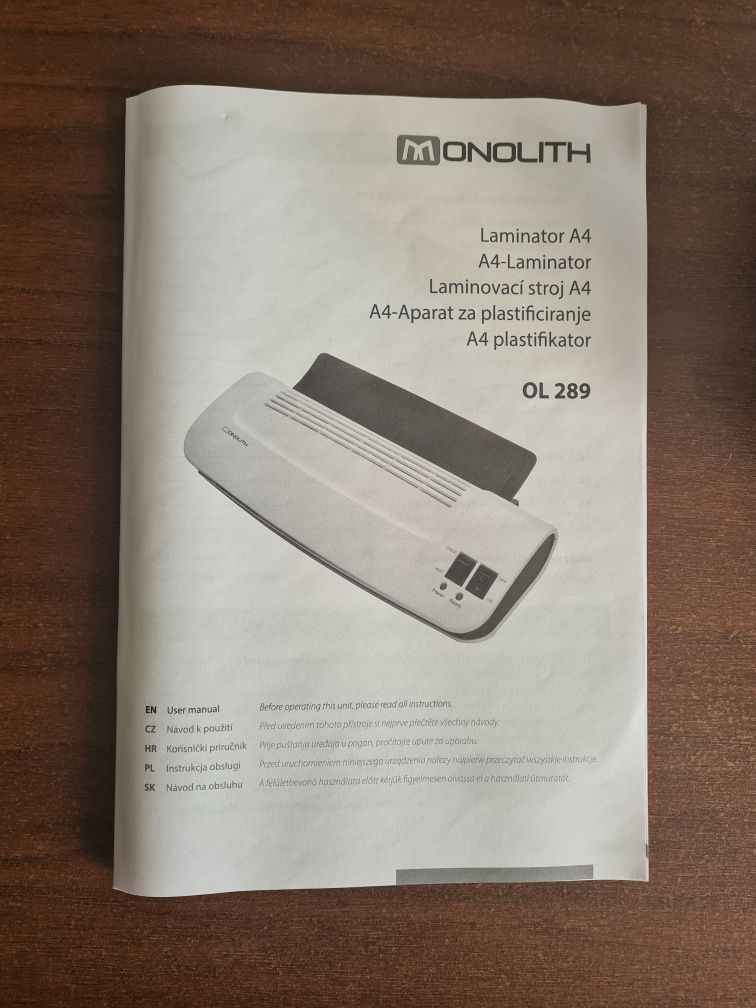 Laminator Monolith A4 / model OL 289 + folie 100 sztuk