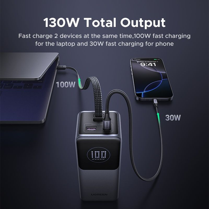 Пауербанк Ugreen 20000mAh 130w ДЛЯ НОУТБУКА