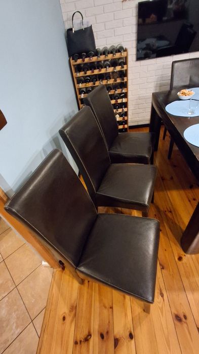 6 szt. Krzesło krzesła skóra brązowe wysokie