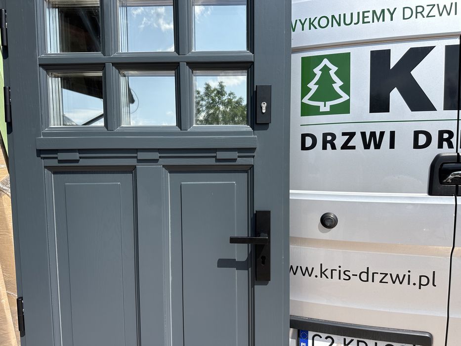 Drzwi zewnętrzne drewniane Grube 100mm U=0,49 Montaż cała Polska i Ue