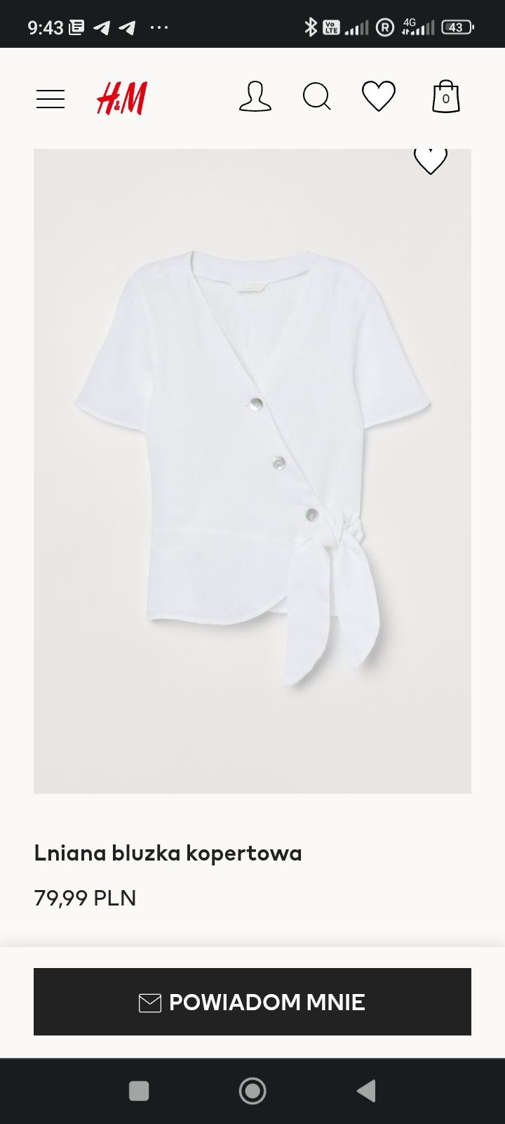 H&M 100% len śnieżnobiała bluzka lniana