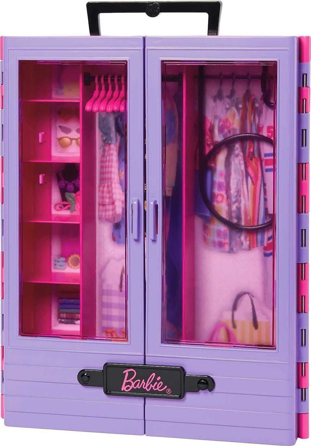 ОРИГИНАЛ! Модный шкаф гардероб с одеждой обувью и куклой Барби Barbie