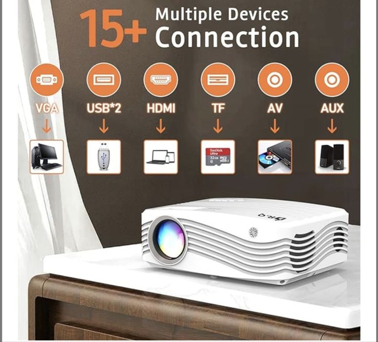 Мультимед. проектор DR.Q Ak-50 full hd led 6000 Лм WiFi з динаміками.