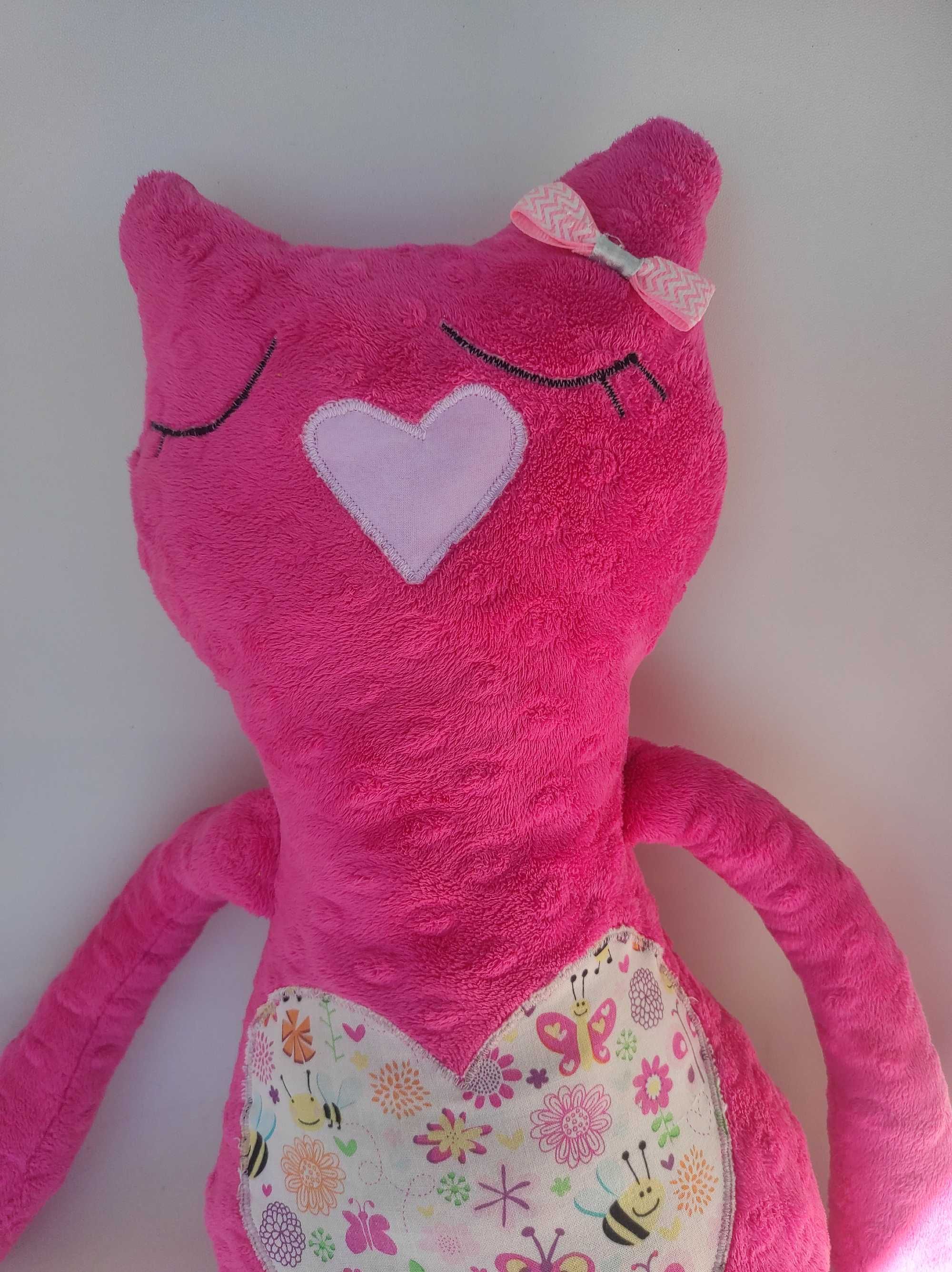 Maskotka DUŻY kot z polaru minky różowy 75 cm handmade