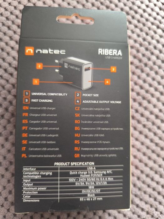 Ładowarka sieciowa USB Natec ribera 18W