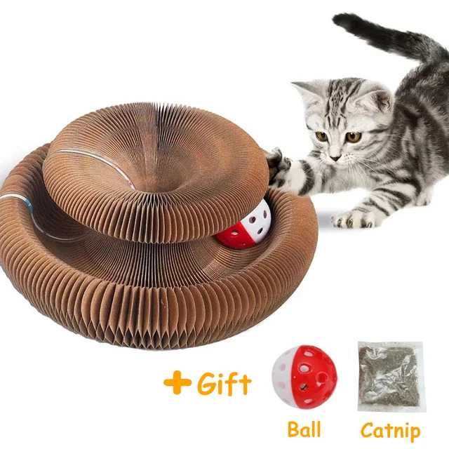 Картонная когтеточка-Игрушка для кошек и котят с мячиком