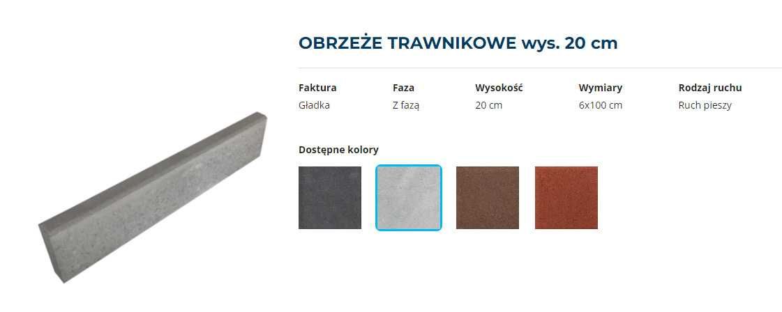 Obrzeże trawnikowe Polbruk  6x20x100 SZARE