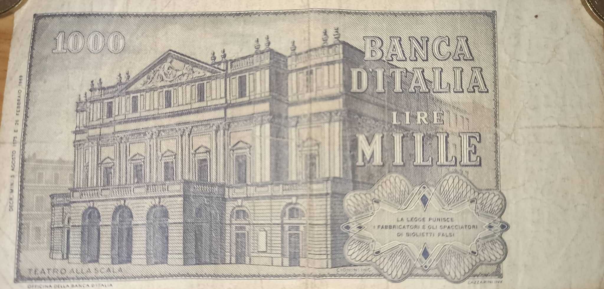 Nota 1000 Lire banco de Italia 1969