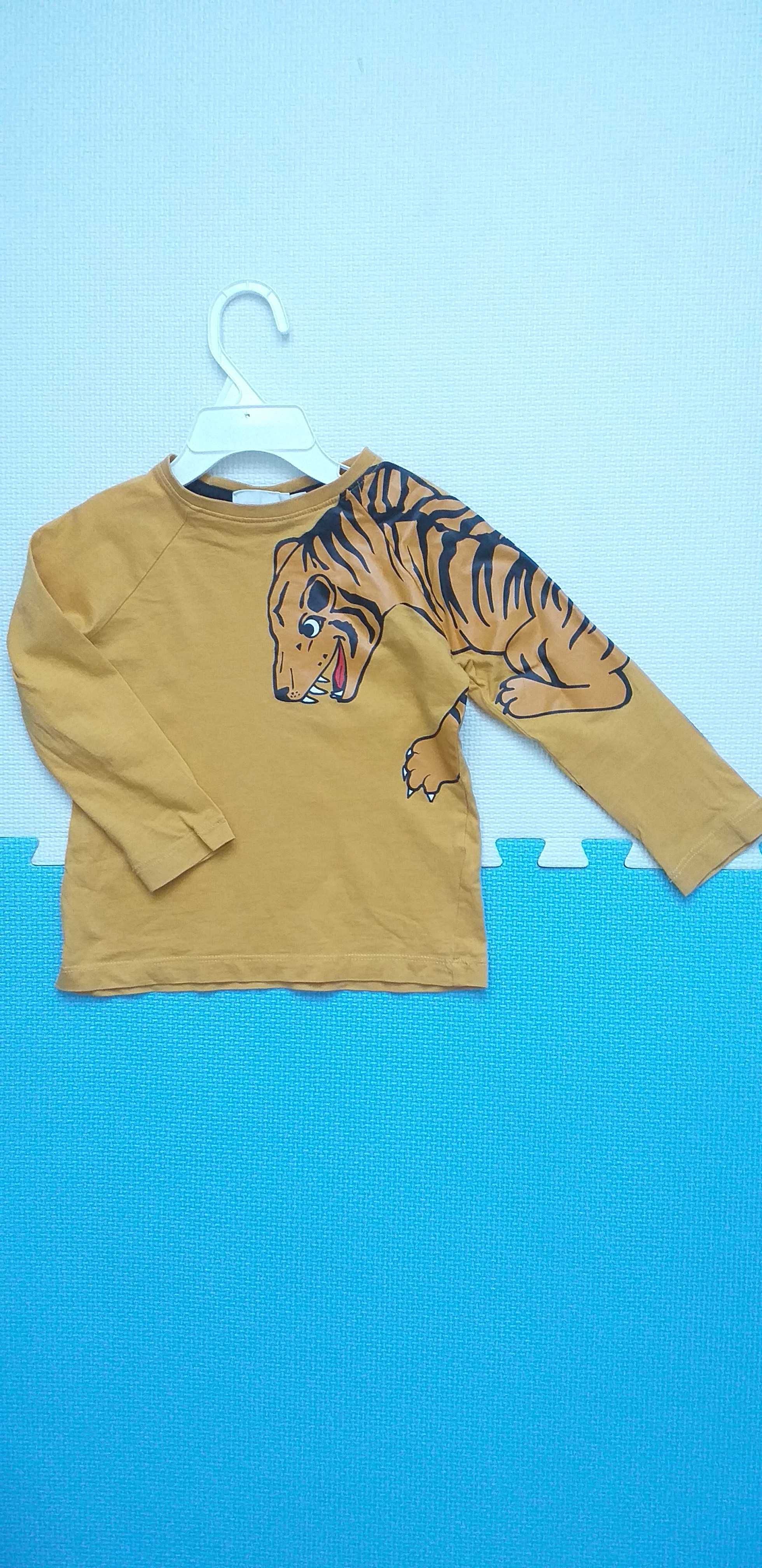 Bluzka koszulka na długi rękaw z tygrysem tygrys KappAhl 86-92